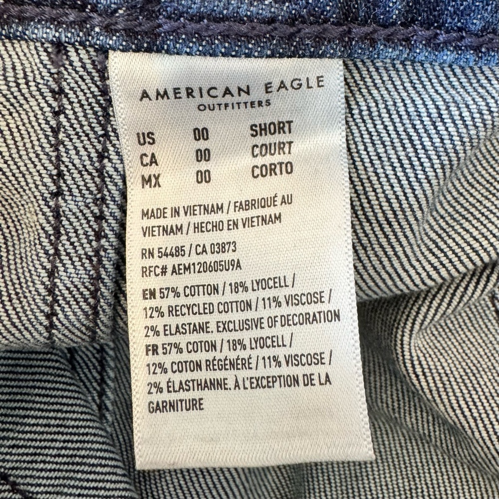 American Eagle Super High Rise Baggy Wide Leg Jeans 00 Short Dark Wash - Picture 5 of 6